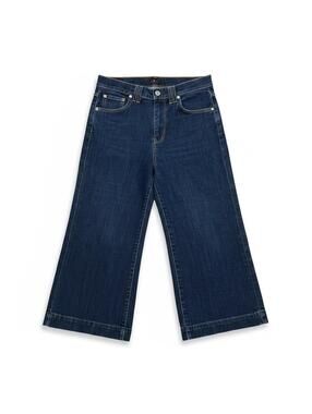 7 For All Mankind Wide Leg Cropped Jeans Dark Wash Low Rise 27